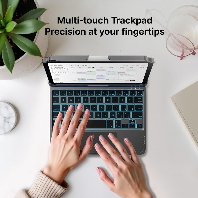 typecase حافظة لوحة مفاتيح لجهاز آيباد ميني 7 (2024) و ميني 6 (2021) - حافظة لاسلكية مع لوحة مفاتيح لجهاز آيباد ميني الجيل السابع والسادس 8.3" - غلاف لوحة مفاتيح مضاءة خلفياً بـ 10 ألوان مع لوحة تتبع - رمادي داكن - Image 5
